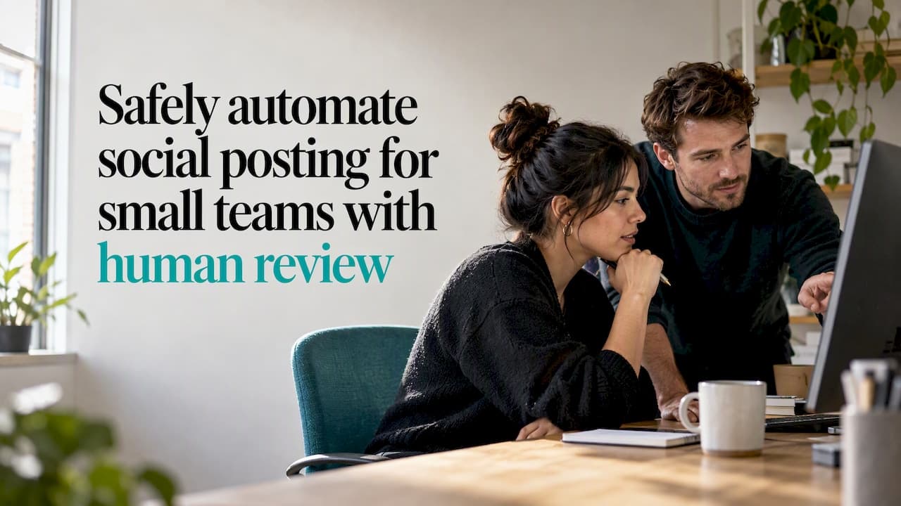 Safely automate social posting for small teams with human review